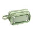 thumbnail image 2 of Large Capacity Pouch Case with 3 Zippers, Aesthetic Pencil Case Pouch, Cute Pencil Bag for Classroom Stationery Storage (Green), 2 of 8
