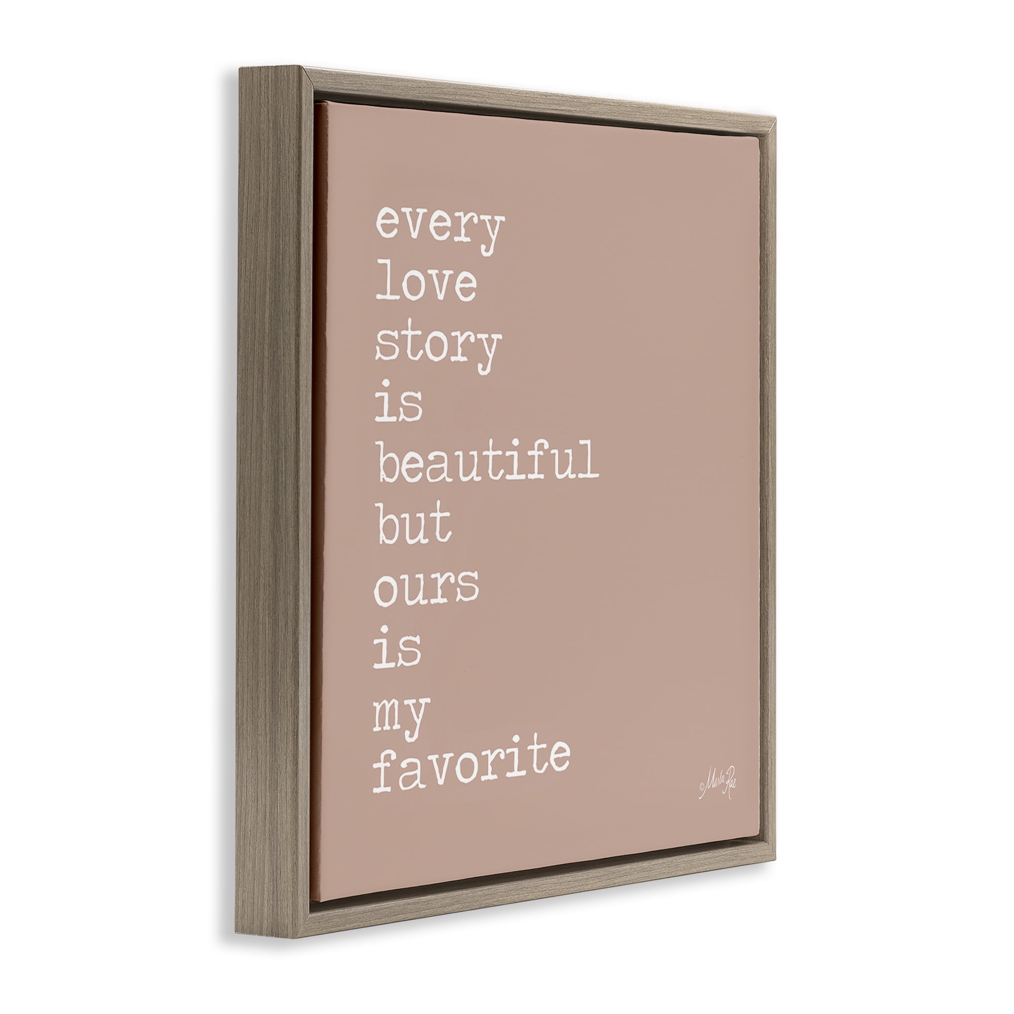 Stupell Industries Favorite Love Story Text & Numbers Painting Brown Floater Framed Canvas Art Print Wall Art, 25 x 25
