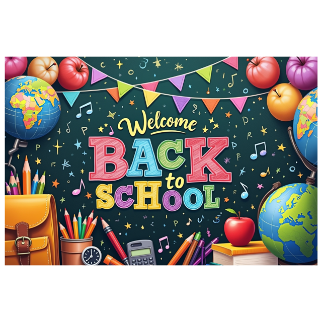 Colorful Theme Welcome Banner Classroom Decoration Globes Pencils Welcome Back School for Classroom Decoration School Event Students