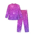 thumbnail image 2 of Bingfone Men'S Pajama Set 2 Piece Loungewear Pjs, Long Sleeve With Pajama Pants-Pink Purple Glitter, 2 of 9