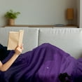 thumbnail image 3 of Dark Purple Soft Flannel Fleece Throw Blanket, Nightfall with Stars and the Moon in the Sky, Cozy Plush for Indoor and Outdoor Use, 60" x 80", Indigo Cream, by Ambesonne, 3 of 5