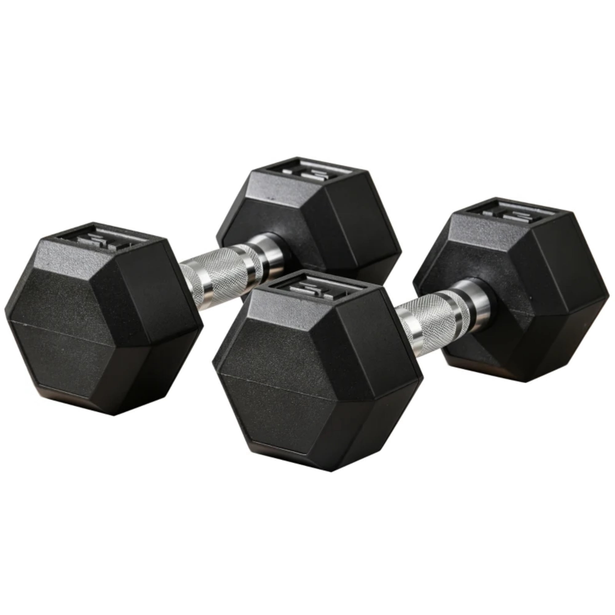2 X 15lbs Hex Dumbbell Set for Home Gym Workout Rubber Weights with Non-Slip Handles Anti-Roll Fitness Exercise Dumbbells for Women And Men, Black