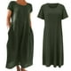 thumbnail image 5 of Vestido informal de mujer, de manga corta, cuello redondo, holgado y con bolsillos, en color liso., 5 of 5