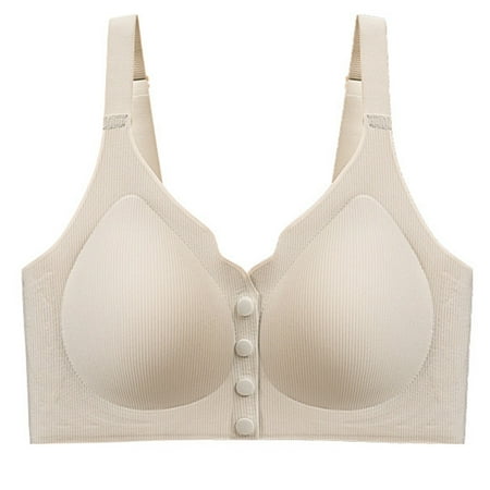 Yghzkop Womens Comfortable Wireless Bras Solid Color Front Closure Seamless Push Up Cami Plus Size Bra Stretch Fabric Casual Outfits Everyday Comfort T-Shirt Bra