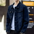 thumbnail image 4 of YMNXA Mens Denim Jacket Long Sleeved Lapel Solid Color Button Comfortable Fashion Coat With Pocket For Casual Daily Wear Bu1 Xl, 4 of 7