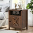 thumbnail image 7 of 4 Ever Winner Rustic Bedside Barn Nightstand Set of 2, Compact End Table with Storage, Oak, 7 of 7