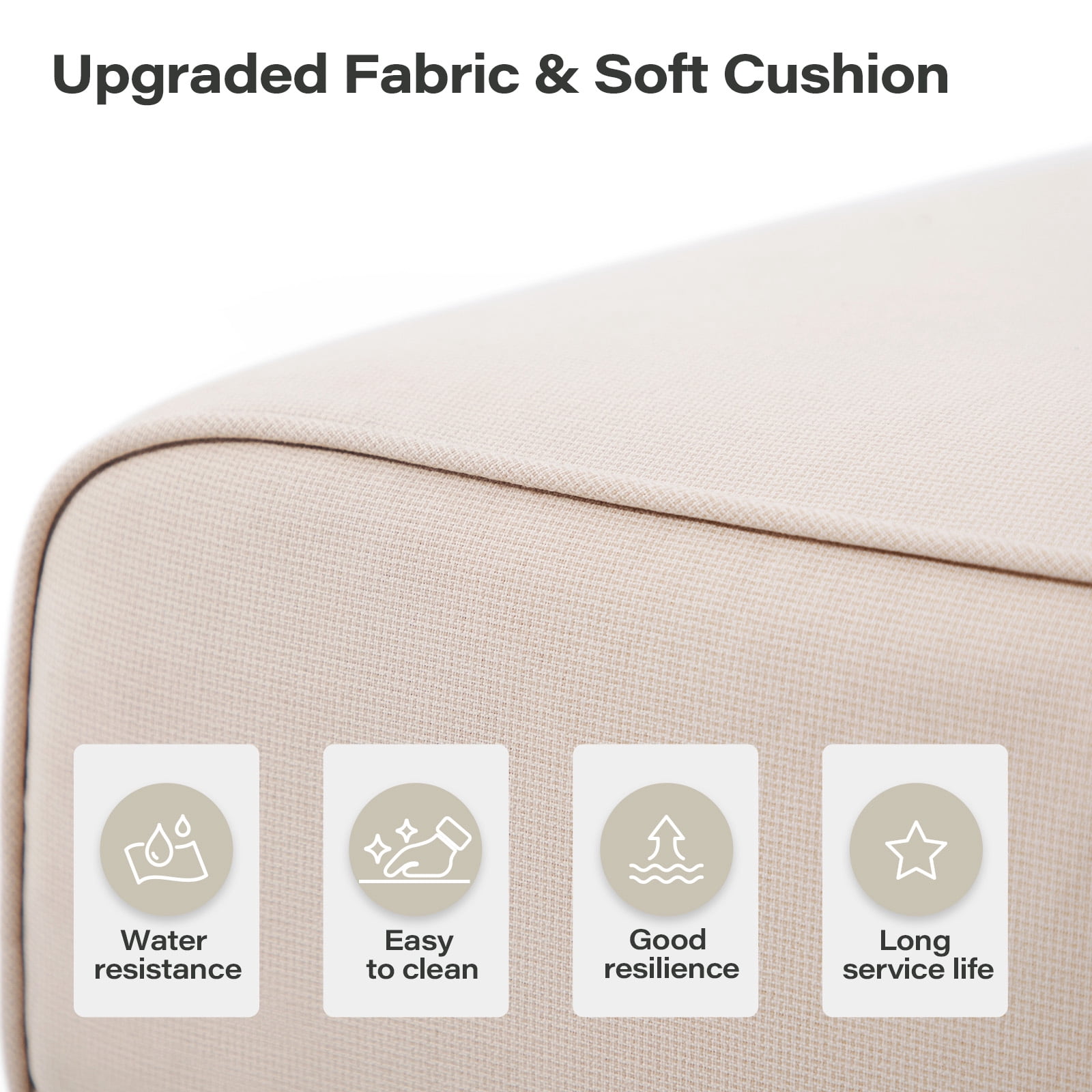 LAUSAINT HOME 5 Pieces Patio Conversation Set, Outdoor Wicker Furniture Set with Beige Cushions for Garden