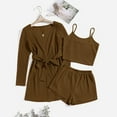 thumbnail image 4 of Women's 3 Piece Pajama Set Loungewear Robe Top and Shorts Comfortable Sleepwear, 4 of 5