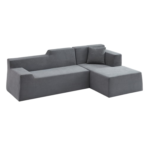 Gewnee 96" Modular Sleeper Sofa Bed, Boneless Sectional Couch with Deep Seat, Boneless Couches for Living Room, Gray（Corduroy）