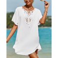thumbnail image 3 of Traje de baño Coverup SimpleFun, de encaje fluido, de ganchillo, blanco, para mujer, 3 of 7