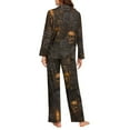 thumbnail image 4 of Garronmavis Black Skull Rose Halloween Pajamas Set Women Long Sleeve Pjs Sleepwear Button Down Top Halloween Pj Pants with Pocket Loungewear Night Suits, 4 of 7