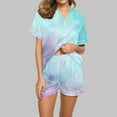 thumbnail image 2 of SwiftWear Womens Pajama Sets 2 Piece Satin Short Sleeve Button-Up Top & Shorts Set Soft Comfy Sleepwear Tie Dyed Pjs Loungewear S, 2 of 5