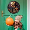 thumbnail image 4 of BNNG Halloween Decorations Halloween Wreath Cute Ghost Pumpkin Bat Front Door Decorations Hanging Sign Wooden Front Door Hanger for Wall Indoor Home Decor, 12 inches, 4 of 6