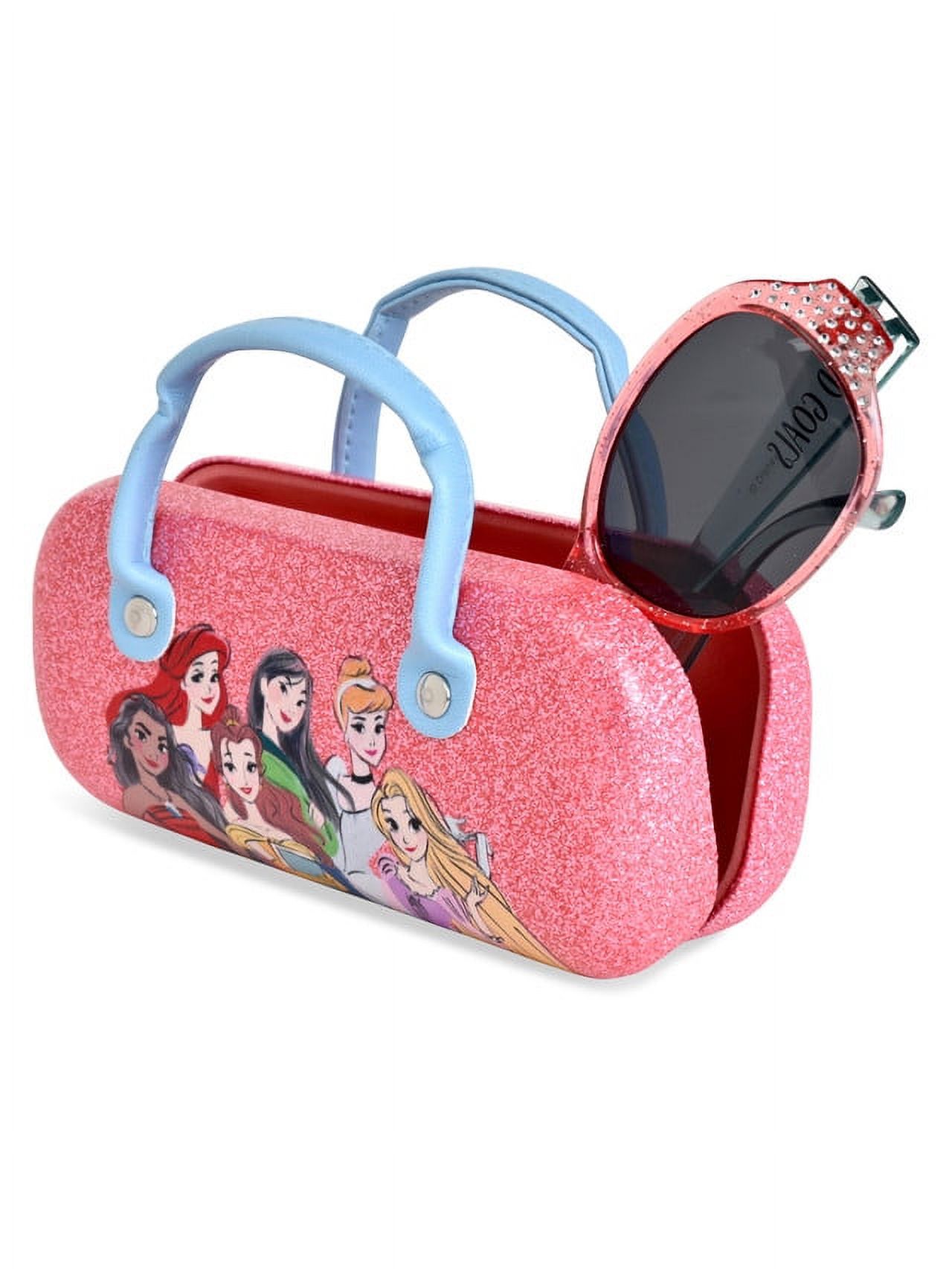 Disney Princess Character Pink Sunglasses for Girls with Matching Purse Case