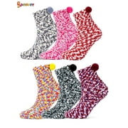 Spencer 6 Pairs Fuzzy Fluffy Socks for Women Winter Warm Slipper Socks DIY Plush Sock Cupcake Boxes Gift for Holiday Christmas (Multicolor)