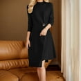 thumbnail image 2 of BangWanChi Sweater Dress for Women Work Women's Semi High Neck Elegant Long Sleeved Round Neck Dress, 2 of 5