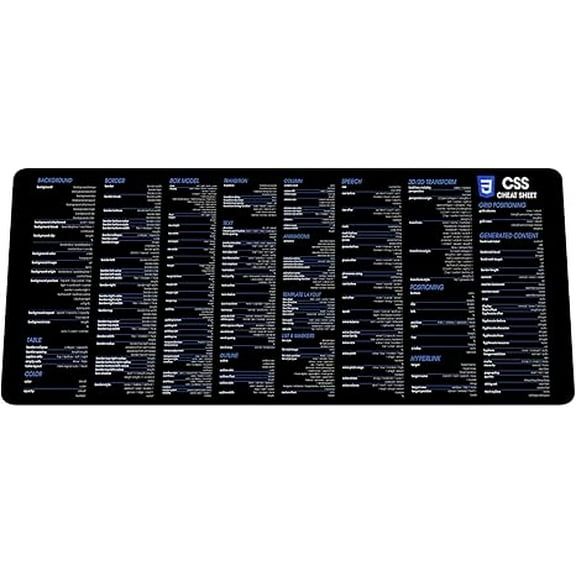 CSS Cheat Sheet Mouse Pad Desk Mat Home Office Decor Gift Coworker Quick Key Large AntiSlip Keyboard Pad Mouse Pad