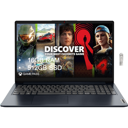 Lenovo - Ideapad 1 15.6" Full HD Touchscreen Laptop - Ryzen 5 7520U with 16GB Memory - AMD Radeon Graphics - 512GB SSD - Abyss Blue