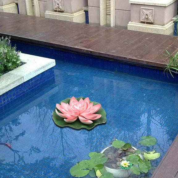 DECOMELODY Decorative Floating Lotus Flower Model Light Pink 2Pcs For Garden Patio Pond 11x11In