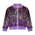 thumbnail image 4 of QQAMB Girls' Coat Ombre Sequin Bomber Jacket with Pockets Lightweight Sparkle Long Sleeve Zipper Gradient Jackets for Kid, 4 of 6