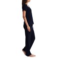 thumbnail image 3 of Blis Adult Womens Satin Trim Long Sleeve Sleep Cotton Pajama Pant Set, 3 of 3