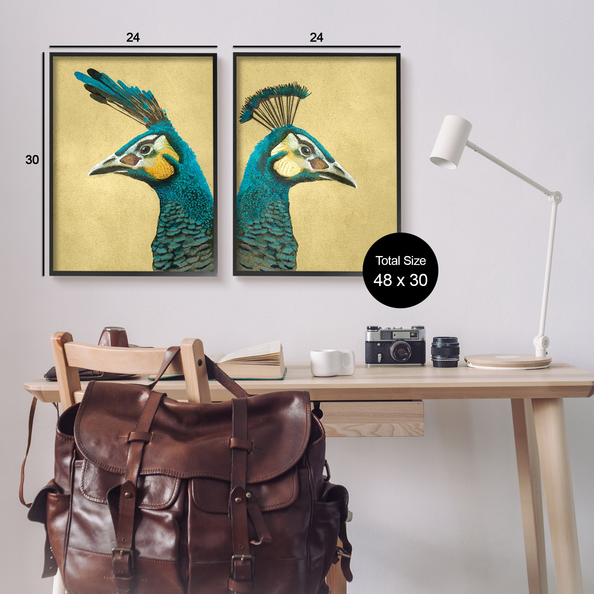 Stupell Industries Teal Peacock Portraits Animals & Insects Painting Black Framed Art Print Wall Art, 24 x 30