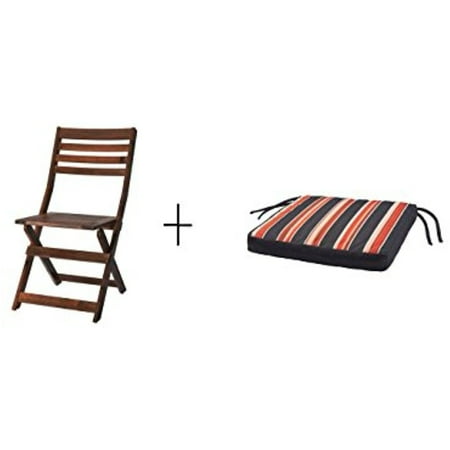 Outdoor Furniture Ideas Photos Ikea Chair, outdoor, brown brown stained foldable brown stained, Chair pad, outdoor, black, stripe 15 3/4x15 3/4