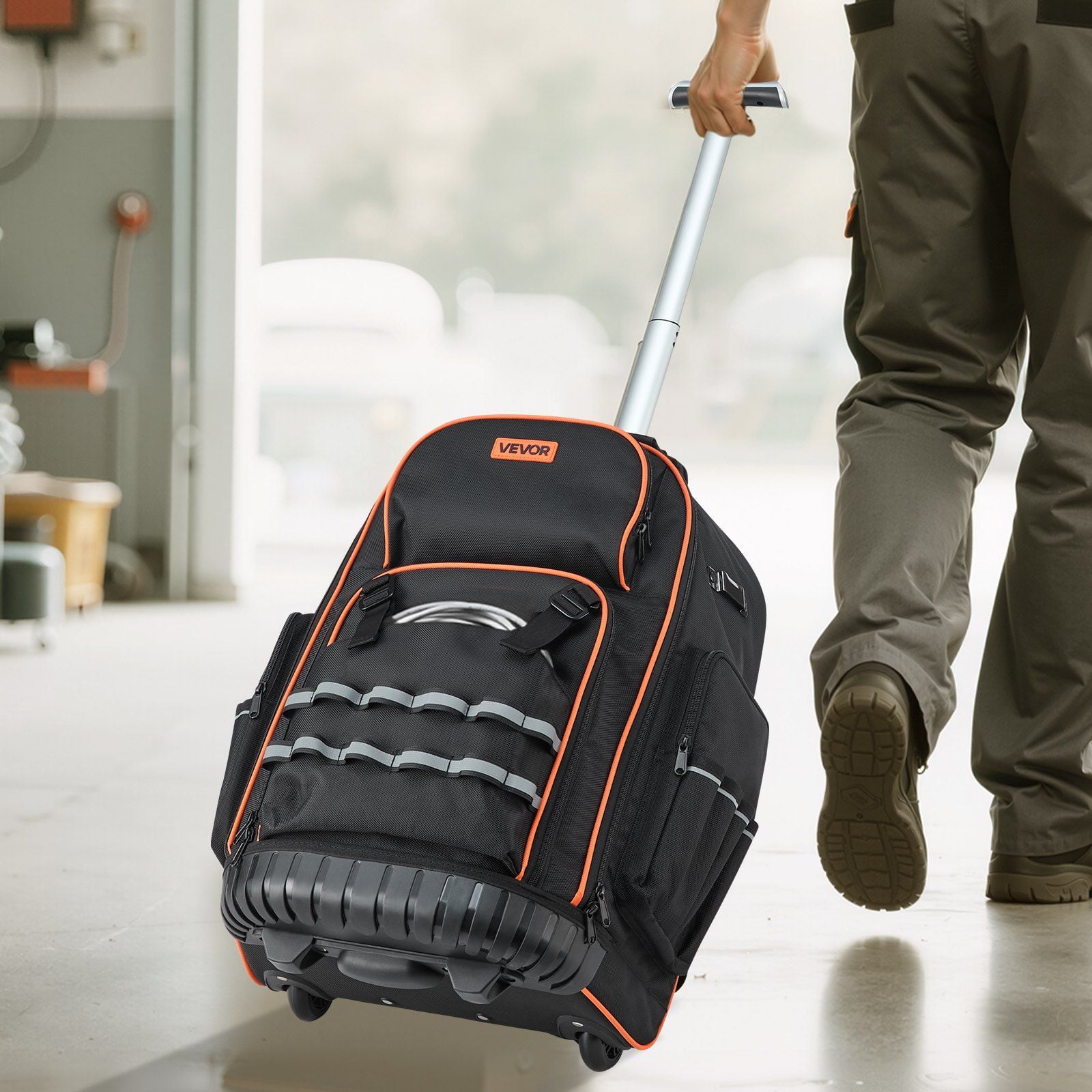 Rolling Tool Backpack with 72 Pockets Heavy Duty 2-in-1 Roller Tool Bag on Wheels, Adjustable Aluminum Handle, Water-Resistant Oxford Fabric, Large Capacity 110 lbs, Smooth Mobility for Electricians