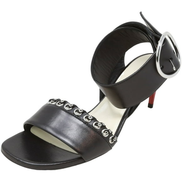 Alain Tondowski Women's Agnello Lamb Heeled Sandals Black High-Top Leather Heel - 7 M