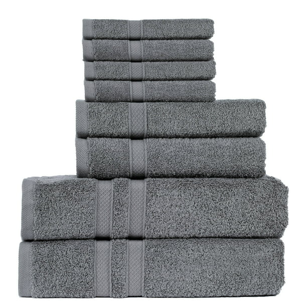 Living Fashions 8 Pack Towel Set - 2 Bathroom Towels, 2 Hand Towels, 4 ...