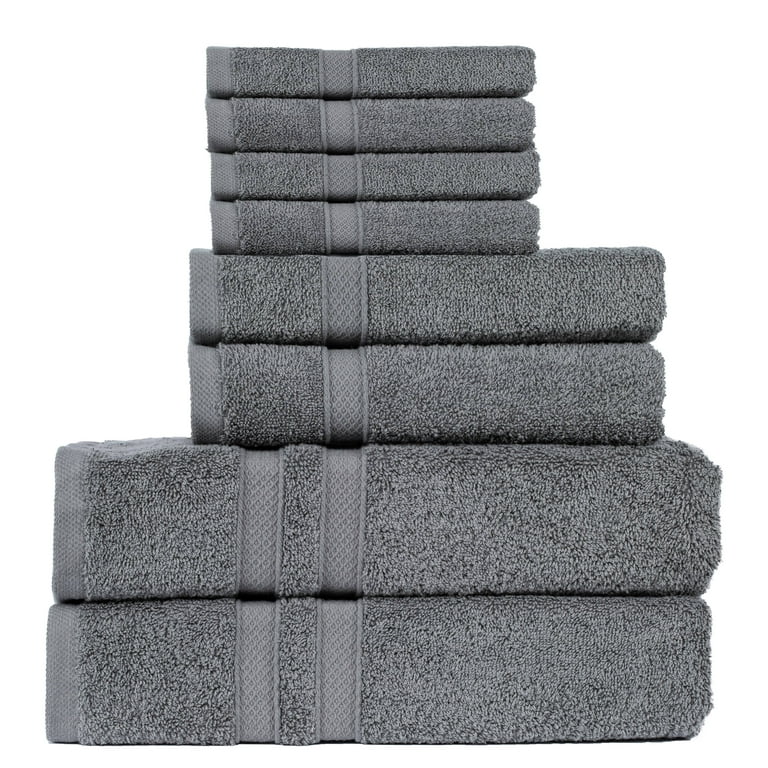 Living Fashions 8 Pack Towel Set - 2 Bathroom Towels, 2 Hand Towels, 4 Wash  Cloths Bathroom Set - Plush & Absorbent 100% Ring Spun Cotton Bath Sets 