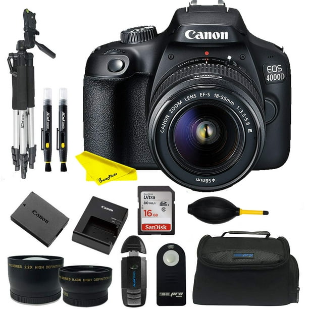 Canon EOS 4000D DSLR Camera EF-S 18-55 mm f/3.5-5.6 III Lens +