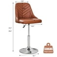 thumbnail image 5 of VECELO Bar Stools Set of 1, Swivel Adjustable Barstools with Backrest, PU Leather Upholstered Chairs, Round Heavy Metal Base, Brown, 5 of 6