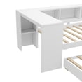 thumbnail image 6 of Twin Size Daybed with Trundle and Desk, Wood Daybed Frame with Storage Drawers and Side Shelves, Pull-Out Guest Bed, No Box Spring Needed, White, 6 of 10