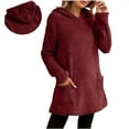 thumbnail image 3 of Horkkom Long Hoodies for Women Fuzzy Fleece Hoodie Winter Warm Solid Color Sweatshirt with Pockets M, Gifts for Women, 3 of 10
