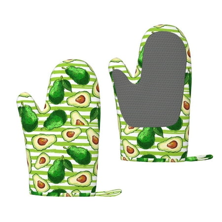

Matuu Avocado Green Striped for Silicone Oven Gloves Heat Resistant Grilling Gloves Non-Slip Silicone Oven Mitt Great for Grilling Kitchen and Cooking