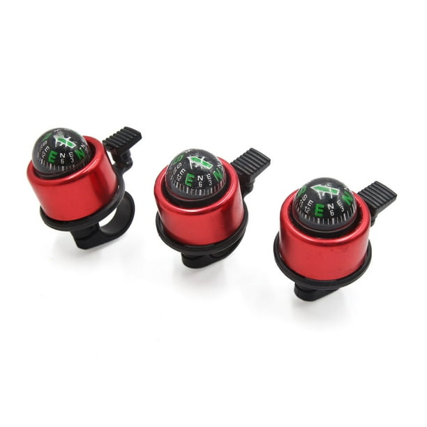 Bicycle Bike Cycling Handlebar Bell Ring w/ Compass 3pcs Red Universal