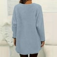 thumbnail image 4 of Women's Fleece Sweaters Causal Crewneck Sweatshirts Trendy Soft Fuzzy Sweater Long Sleeve Pullover Tops with Pockets (L, Light Blue), 4 of 6