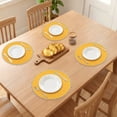 thumbnail image 3 of Farmhouse Round Placemats Set of 6 Woven Placemats for Dining Table Decor Indoor Outdoor Washable Table Mat Wipe Clean Yellow 15.7x15.7inch, 3 of 6