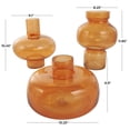 thumbnail image 4 of DecMode 12", 10", 7"H Round Orange Glass Vase with Varying Shapes and Sizes, Set of 3, 4 of 17