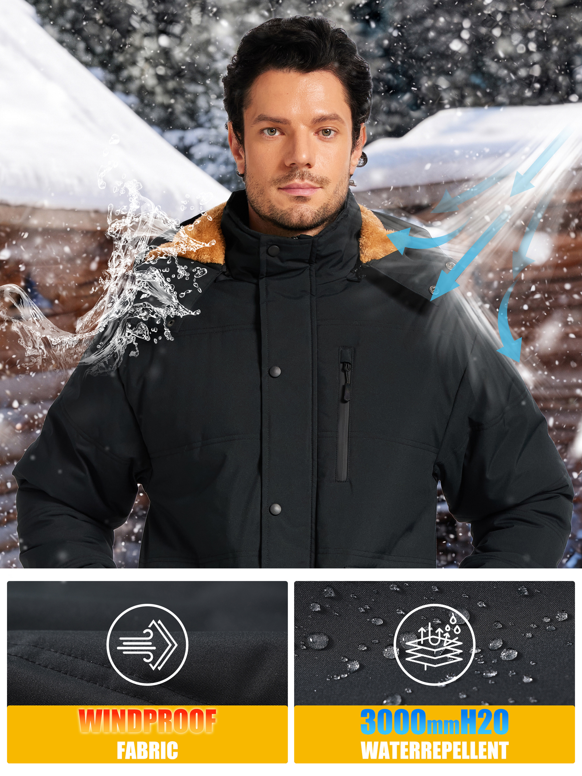Weilanxin Men's Winter Parka with Fleece Lining and Hood photo 6
