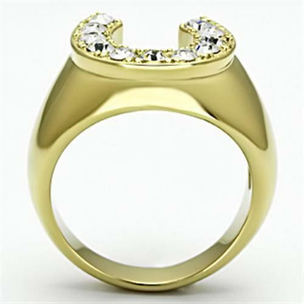 Mens Ring Gold Horseshoe Stainless Steel Ring Good Luck