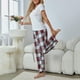 Ensemble Pyjama pour Femmes à Manches Courtes avec Col V à Carreaux Pants Casual Comfy Sleepwear Pjs Loungewear Sets – image 5 sur 6