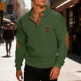 thumbnail image 2 of Wuxian Mens Pullover Sweatshirt Heavyweight Half Zip Stand Collar Knitted Color Block Cool Print Sweater Relaxed Fit Fall Winter Layering Warm Coats Tops Outwear,Army Green,L, 2 of 4