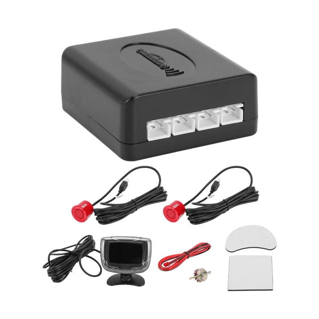 Sistema de radar de reversa para vehículos Unique Bargains con pantalla LCD de distancia, sensores de estacionamiento de reversa, detección de distancia, 2 sensores de estacionamiento, rojo