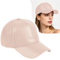 thumbnail image 2 of Ltpwer Leather Baseball Cap for Men Women,Solid Color Adjustable Dad Hat,Smooth Faux Leather Fabric,Multi-Color,Ideal for Street Fashion,Casual Wear,Travel & All-Season Use Beige One size, 2 of 8