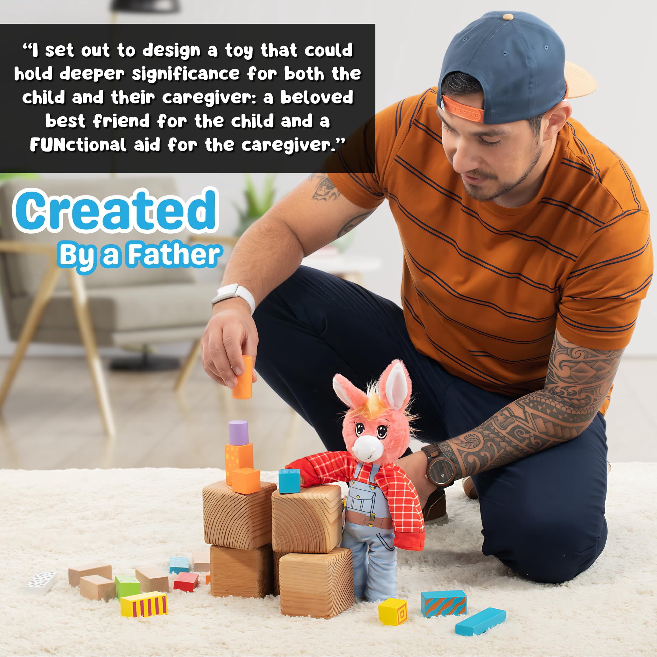 The Adventure Crew Gemma the Unicorn Plush Comfort / Activity Toy for Newborn and Up | Ultra-Soft, 11.5" Compact Size with Weighted Limbs | Interactive Companion for Early Learning
