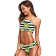 thumbnail image 3 of Dreamtimes Kiwi Fruit Black Stripe Swimsuits Padded Bikini Sets Sexy Swimwear for Women, XX-Large, 3 of 7