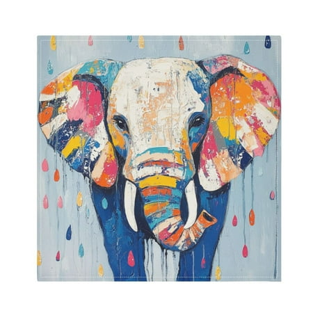 

Napkin Satin Napkin 20*20Inchx6 Kitchen Towel Dinner Plate Towel Decorative Towel Napkin Tea Towel Suitable For Kitchen Table Elephants and Raindrops