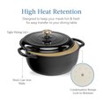 thumbnail image 3 of 6 Quart Enamel Cast-Iron Round Dutch Oven, Family Style Heavy-Duty Pre-Seasoned Cookware, Oven w/Lid, Dual Handles for Home, Kitchen, Dining Room, Black Licorice, 3 of 5